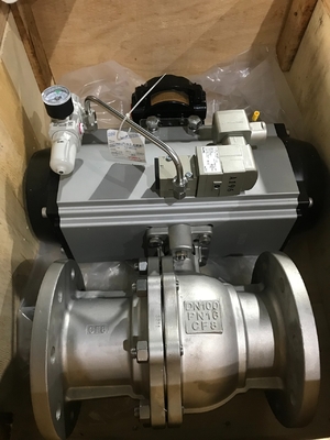 2 Way On Off Ball Valve Pneumatic Actuator के साथ फ्लैंज अंत