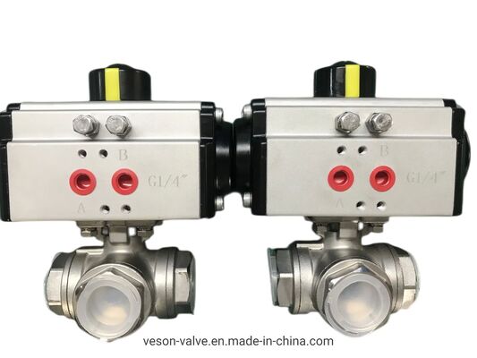 स्टेनलेस स्टील 316 पूर्ण बंदरगाह वायवीय गेंद वाल्व के साथ ISO5211 मानक फ्लैंग्ड अंत